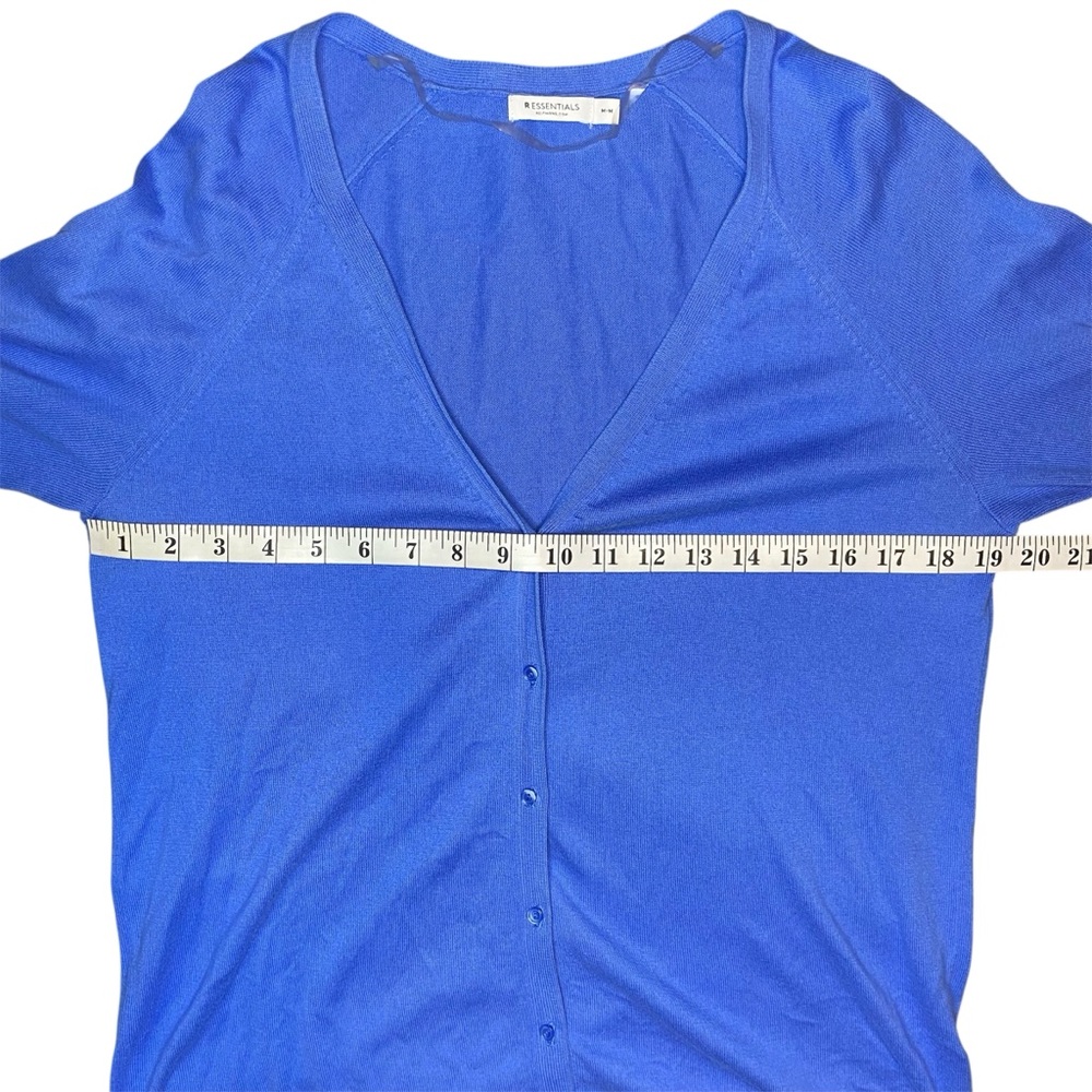 R Essentials Light Blue Lightweight Button Up Cardigan with 3/4 Sleeves - Picture 4 of 6